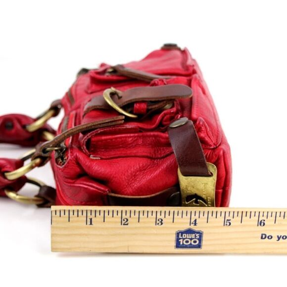 Cecile Jeanne PARIS RED GENUINE LEATHER LOGO SMALL SHOULDER BAG HANDBAG PURSE - Picture 15 of 16